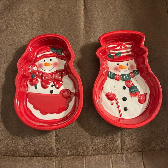 Glittering Goodies Ceramic Ramekins Red Snowmen 2 Pack Christmas Holiday - Picture 2 of 15